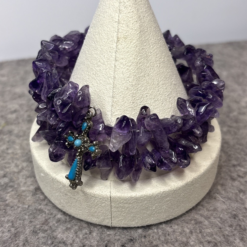 Amethyst Chip Bead Memory Wire Bracelet Turquoise Charms Jewelry Making